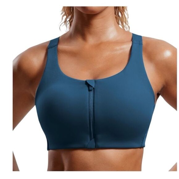 Layer 8 Teal‎ Blue Zip-Front Sports Bra Size Small NWT High-Impact Activewear - Picture 1 of 9